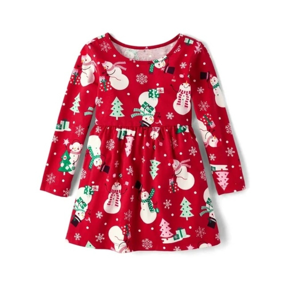 The Children’s place Holiday Dress with Snowman Print 18-24m